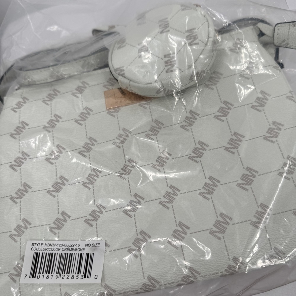 Nicole Miller Crossbody Bag Womens One Size Creme Bone Monogram Purse New - Picture 5 of 10